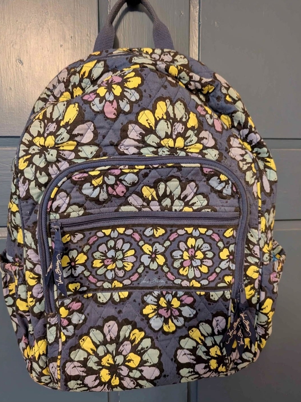 Vera Bradley Gray Floral Quilted Backpack